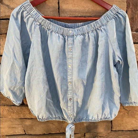 ASOS River Island Tie Front Off the Shoulder Top - Picture 3 of 8